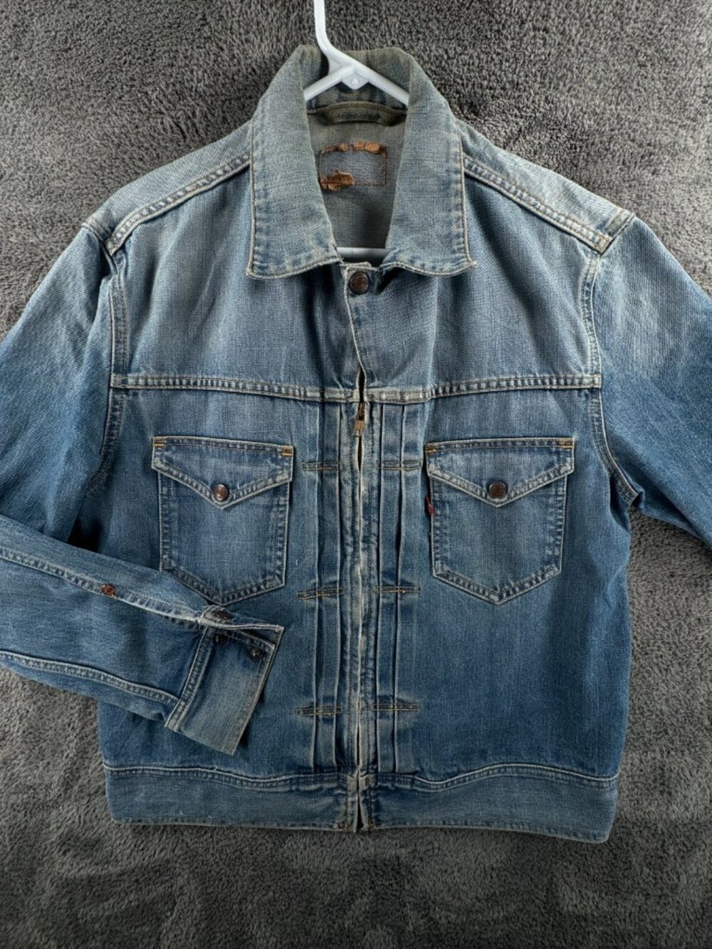 Levi’s Red Tab Trucker Jacket Full Zip Snap Sleeve Turkey Rare Blue Denim 70312